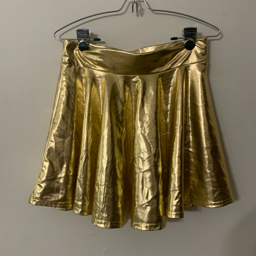 Gold metallic mini skirt